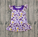 Preorder Samples GSD2784 Game Day Go Team Bows Football Purple Girl's Dress