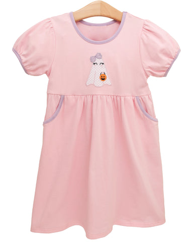 Preorder 09.07 GSD2792 Halloween Ghost Bows Pink Girl's Dress