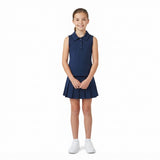GSD2796 Solid Color Navy Active Pleated Tennis Polo Girls Skorts Set