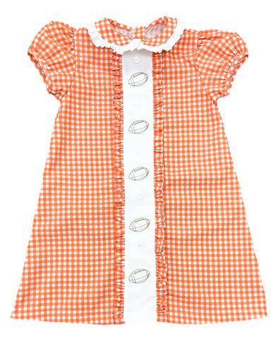 Preorder 09.09 GSD2797 Baseball Game Day Orange Plaid Girl's Dress