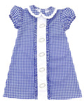 Preorder 09.09 GSD2800 Baseball Game Day Blue Plaid Girl's Dress