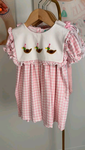 Preorder 09.22 GSD2803 Happy Birthday Mallard Ducks Pink Plaid Girl's Dress