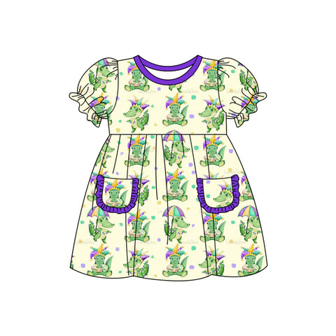 Preorder 10.01 MOQ 5 pcs Mardi Gras Crocodile Girl's Dress