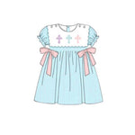 Preorder 10.03 MOQ 5 pcs GSD2807 Easter He is risen Blue Girl's Dress