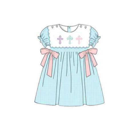 Preorder 10.03 MOQ 5 pcs Easter He is risen Blue Girl's Dress
