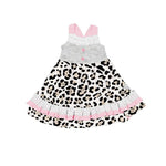 Preorder 10.03 MOQ 5 pcs GSD2808  Easter Leopard Pink Girl's Dress