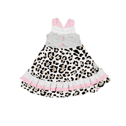 Preorder 10.03 MOQ 5 pcs GSD2808  Easter Leopard Pink Girl's Dress
