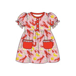 Preorder 10.03 MOQ 5 pcs GSD2811 Crawfish Potato Red Girl's Dress