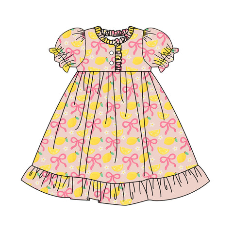 Preorder 10.06 MOQ 5 pcs GSD2812 Lemon Bows Flower Girl's Dress