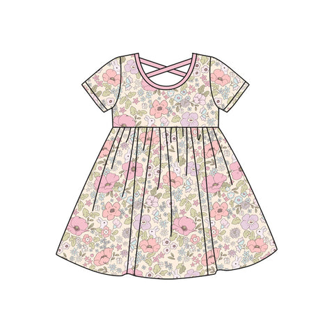Preorder 10.06 MOQ 5 pcs GSD2814 Easter Rabbit Flower Pink Girl's Dress