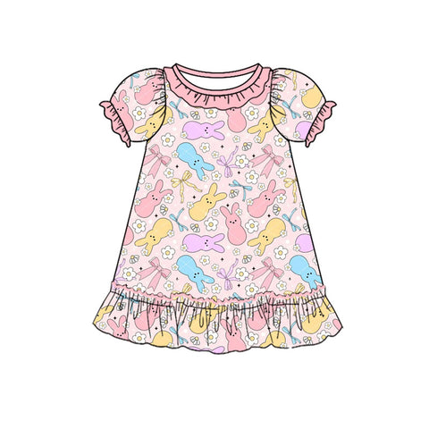 Preorder 10.08 MOQ 5 pcs GSD2818 Easter Rabbit Bows Flower Girl's Dress