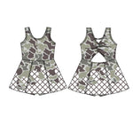 Preorder 10.08 MOQ 5 pcs GSD2819 Hunting Camo Drip Yoga Girl's Dress Onesie