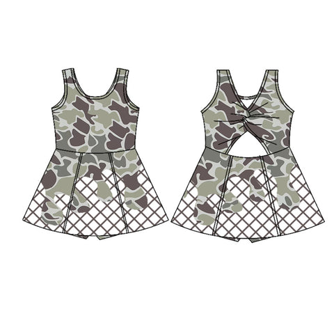Preorder 10.08 MOQ 5 pcs GSD2819 Hunting Camo Drip Yoga Girl's Dress Onesie