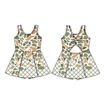 Preorder 10.08 MOQ 5 pcs GSD2820 Hunting Camo Drip Yoga Girl's Dress Onesie
