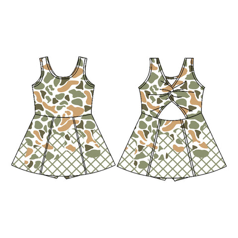 Preorder 10.08 MOQ 5 pcs GSD2820 Hunting Camo Drip Yoga Girl's Dress Onesie