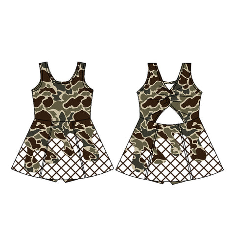 Preorder 10.08 MOQ 5 pcs GSD2821 Hunting Camo Drip Yoga Girl's Dress Onesie