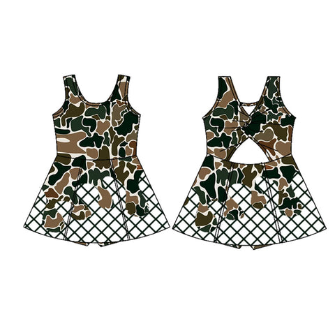 Preorder 10.08 MOQ 5 pcs GSD2822 Hunting Camo Drip Yoga Girl's Dress Onesie