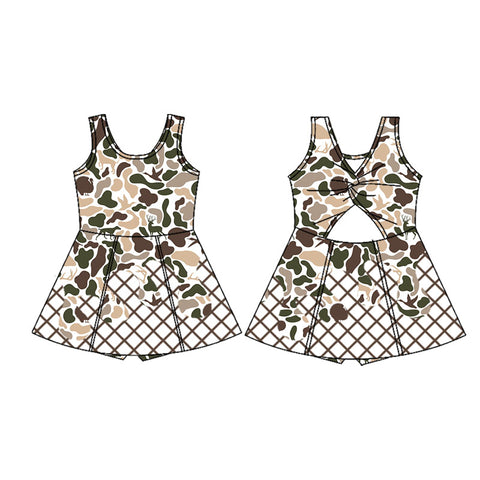 Preorder 10.08 MOQ 5 pcs GSD2823 Hunting Camo Drip Yoga Girl's Dress Onesie