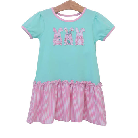 Preorder 10.10 MOQ 5 pcs GSD2827 Easter Rabbit Bows Pink Girl's Dress