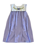 Preorder Samples GSD2832 Embroidery Mardi Gras Bows Purple Girl's Dress