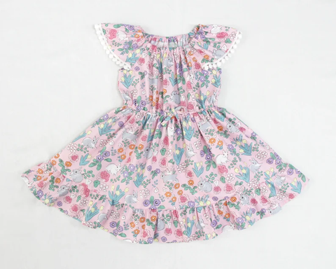 Preorder 10.14 MOQ 5 pcs GSD2833 Easter Rabbit Flower Pink Girl's Dress