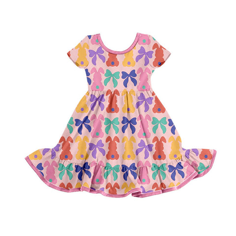 Preorder 10.14 MOQ 5 pcs GSD2834 Easter Rabbit Bows Girl's Dress