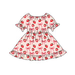 Preorder 10.15 MOQ 5 pcs GSD2837 Strawberry Bows Pink Girl's Dress