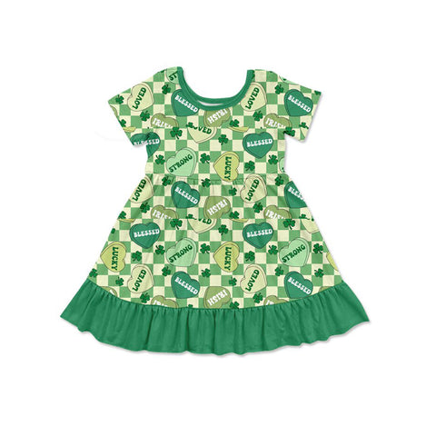Preorder 10.16 MOQ 5 pcs GSD2839 Loved Strong Love Leaves Green Girl's Dress