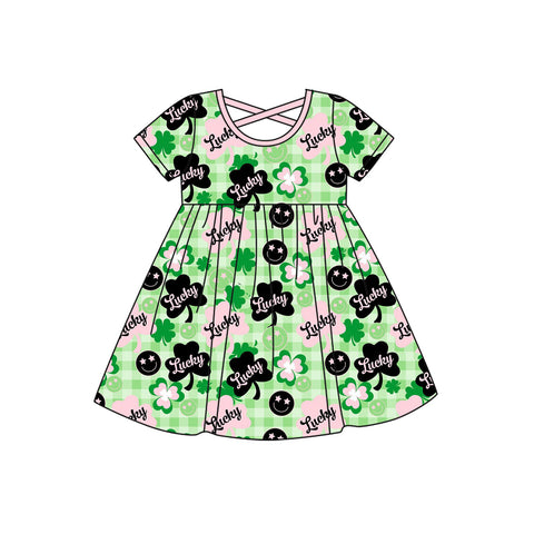 Preorder 10.16 MOQ 5 pcs GSD2840 Lucky Leaves Green Girl's Dress