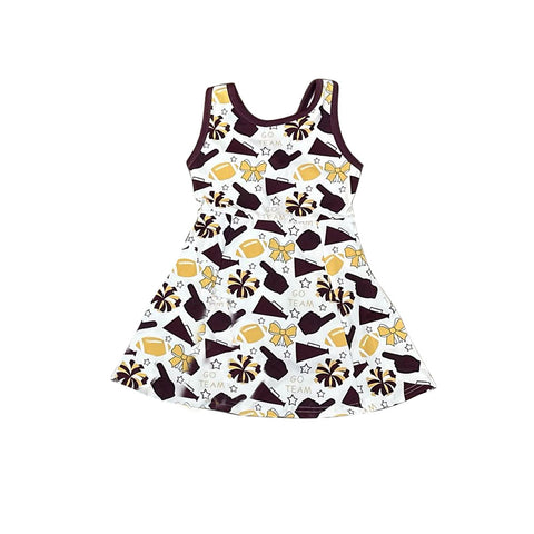 Preorder 10.16 MOQ 5 pcs GSD2842 Go Team Cheer Football Bows Girl's Dress