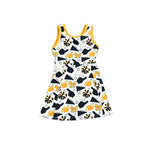 Preorder 10.16 MOQ 5 pcs GSD2845 Go Team Cheer Football Bows Gold Girl's Dress