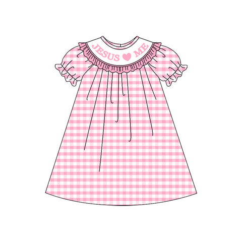Preorder 10.16 MOQ 5 pcs GSD2846 Jesus Love Me Pink Girl's Dress
