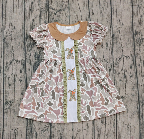 Preorder Samples GSD2852 Embroidery Easter Rabbit Camo Girl's Dress