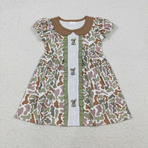 GSD2852 Embroidery Easter Rabbit Camo Girl's Dress