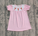 Preorder Samples GSD2853 Embroidery Crawfish Pink Plaid Girl's Dress