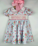 Preorder 10.20 MOQ 5 pcs GSD2854 Happy Birthday Girl Cake Pink Girl's Dress