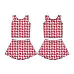 Preorder 10.21 MOQ 5 pcs GSD2857 Red Plaid Yoga Girls Skorts Set