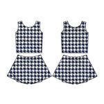 Preorder 10.21 MOQ 5 pcs GSD2858 Black Plaid Yoga Girls Skorts Set