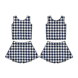 Preorder Samples GSD2858 Black Plaid Yoga Girls Skorts Set