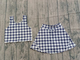 Preorder Samples GSD2858 Black Plaid Yoga Girls Skorts Set