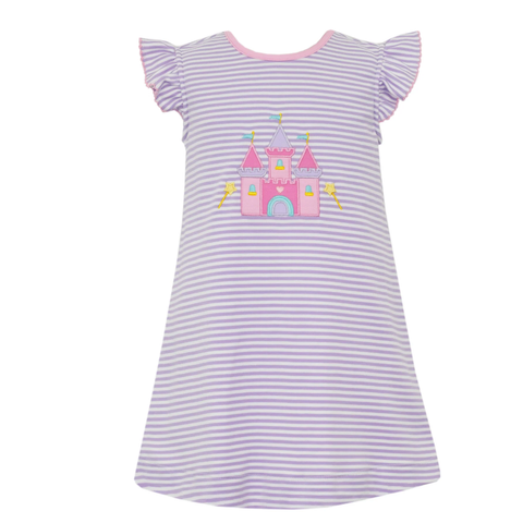 Preorder 10.23 MOQ 5 pcs GSD2859 Castle Purple Stripe Girl's Dress