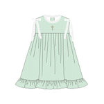 Preorder 10.23 MOQ 5 pcs GSD2860 Easter Cross Green Dots Girl's Dress