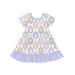 Preorder 10.23 MOQ 5 pcs GSD2863 Easter Rabbit Bows Purple Girl's Dress