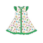 Preorder 10.23 MOQ 5 pcs GSD2864 Lucky Girl Rainbow Green Girl's Dress