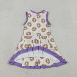 GSD2867 Mardi Gras Donut Purple Yoga Girl's Dress Onesie