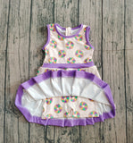 Preorder Samples GSD2867 Mardi Gras Donut Purple Yoga Girl's Dress Onesie