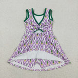 GSD2869 Mardi Gras Crawfish Purple Yoga Girl's Dress Onesie