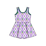 Preorder 10.23 MOQ 5 pcs GSD2869 Mardi Gras Crawfish Purple Yoga Girl's Dress Onesie