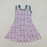 GSD2869 Mardi Gras Crawfish Purple Yoga Girl's Dress Onesie