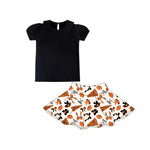 Preorder 10.28 MOQ 5 pcs GSD2876 Go Team Football Bows Black Yoga Girls Skorts Set